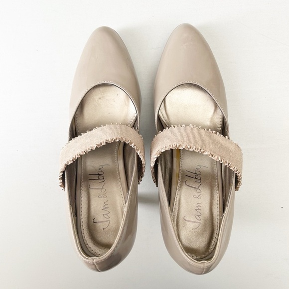 Sam & Libby Mary Jane Platform Heels Nude Beige Patent Faux Leather Size 8 - Picture 8 of 16